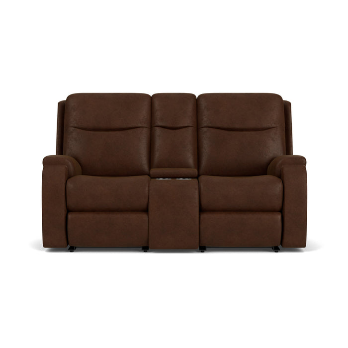 Penn Fabric Power Reclining Loveseat with Console & Power Headrests & Lumbar