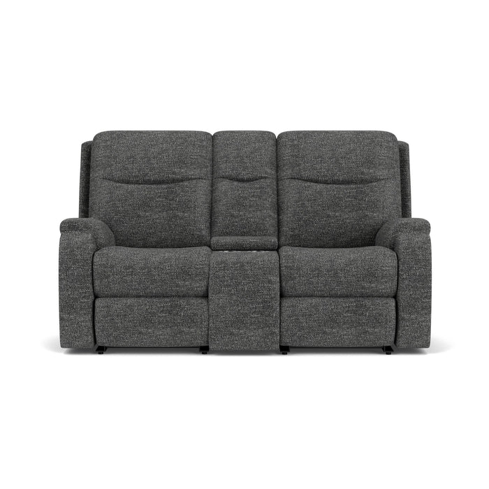 Penn Fabric Power Reclining Loveseat with Console & Power Headrests & Lumbar