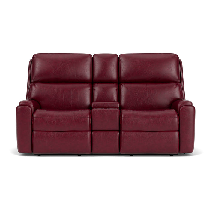 Rio Leather Reclining Loveseat with Console