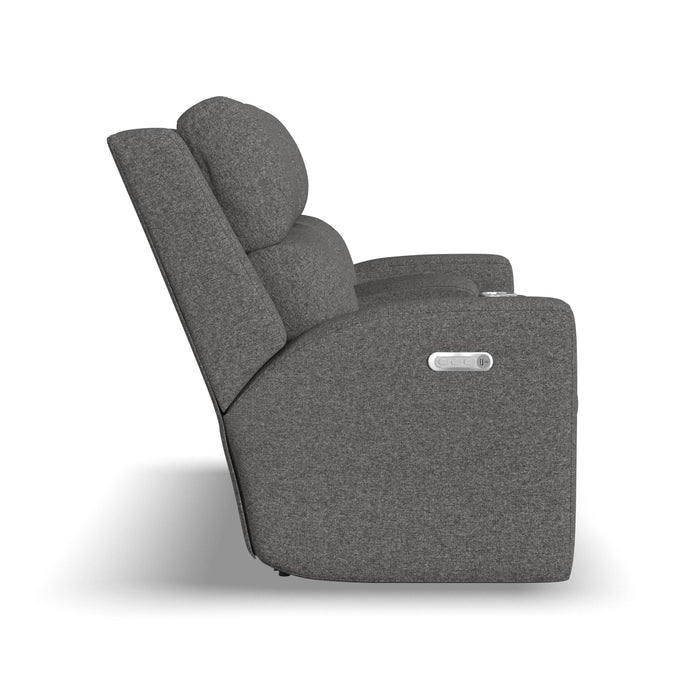 Score Fabric Power Reclining Loveseat with Console & Power Headrests & Lumbar