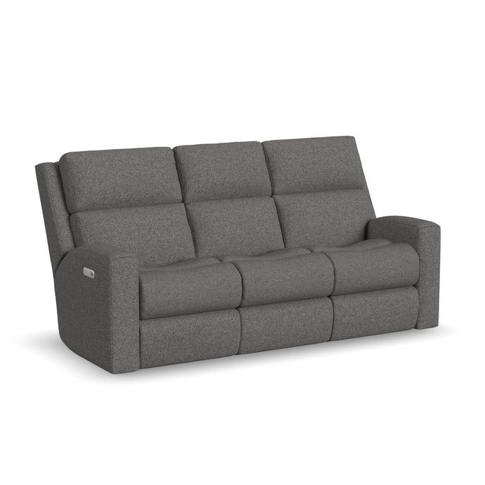 Score Fabric Power Reclining Sofa with Power Headrests & Lumbar