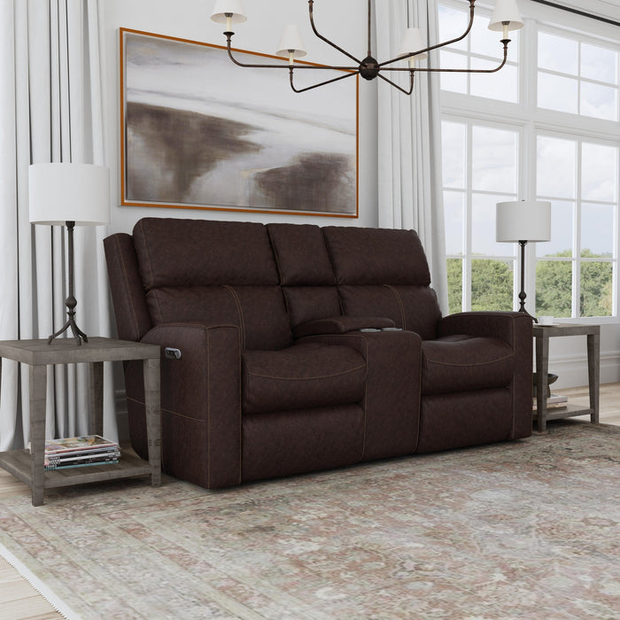 Score Leather Power Reclining Loveseat with Console & Power Headrests & Lumbar