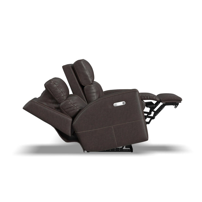 Score Leather Power Reclining Loveseat with Console & Power Headrests & Lumbar