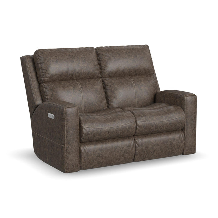 Score Leather Power Reclining Loveseat with Power Headrests & Lumbar