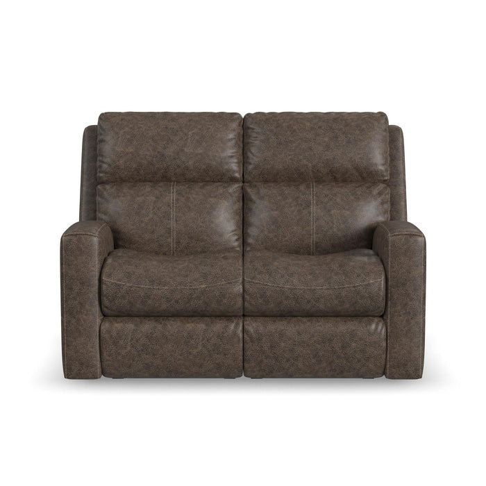 Score Leather Power Reclining Loveseat with Power Headrests & Lumbar