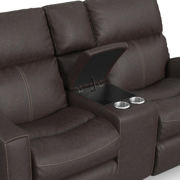 Score Leather Power Reclining Loveseat with Console & Power Headrests & Lumbar