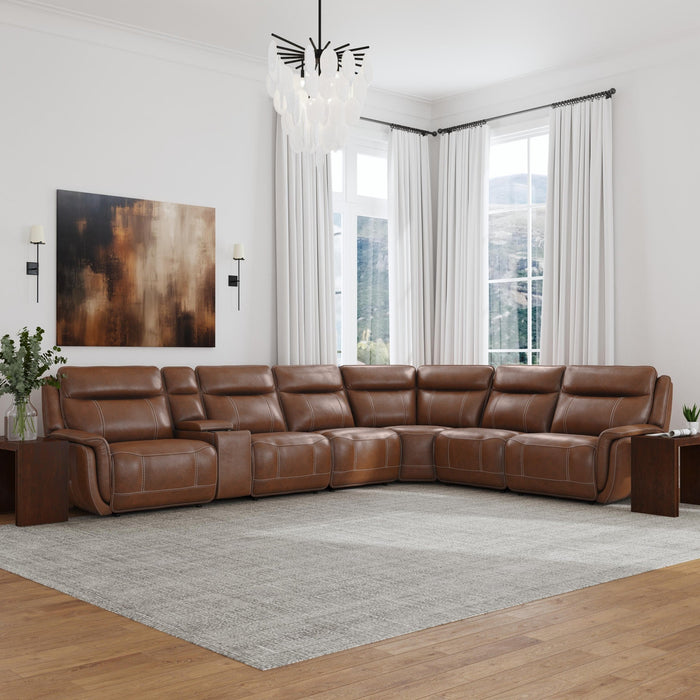 Swift Leather Power Reclining Sectional with Power Headrests & Lumbar