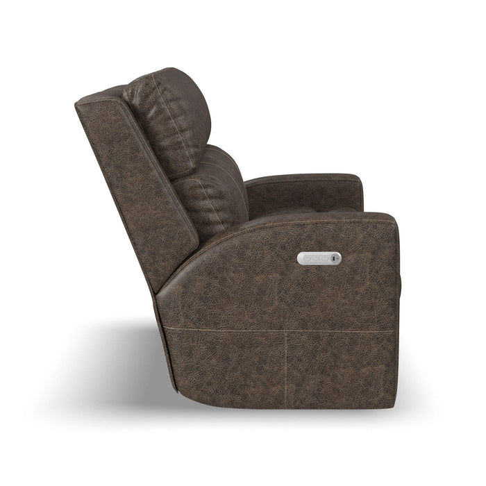 Score Leather Power Reclining Loveseat with Power Headrests & Lumbar