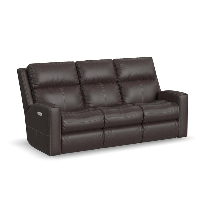 Score Leather Power Reclining Sofa with Power Headrests & Lumbar