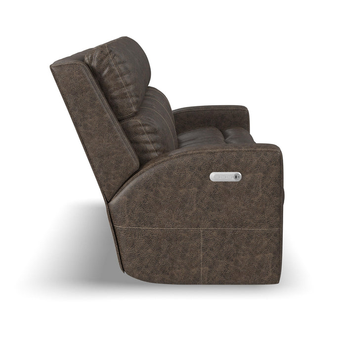 Score Leather Power Reclining Sofa with Power Headrests & Lumbar