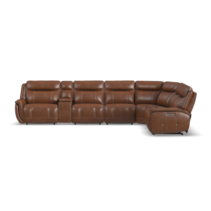 Swift Leather Power Reclining Sectional with Power Headrests & Lumbar