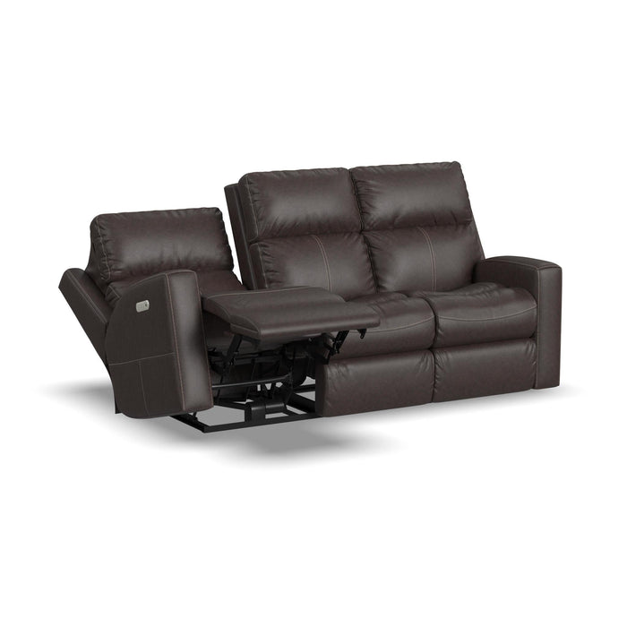 Score Leather Power Reclining Sofa with Power Headrests & Lumbar