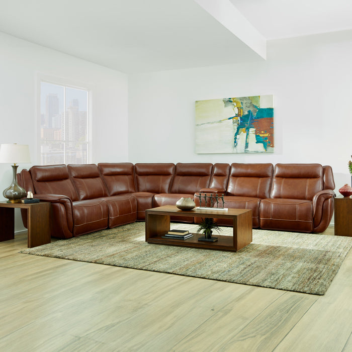 Swift Leather Power Reclining Sectional with Power Headrests & Lumbar