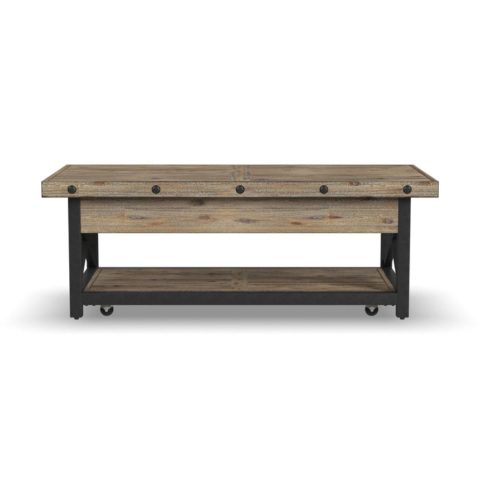 Carpenter Brown Rectangular Lift-Top Coffee Table with Casters