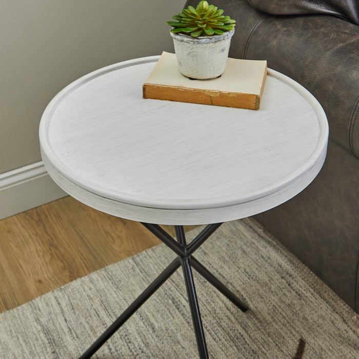 Melody White Round End Table