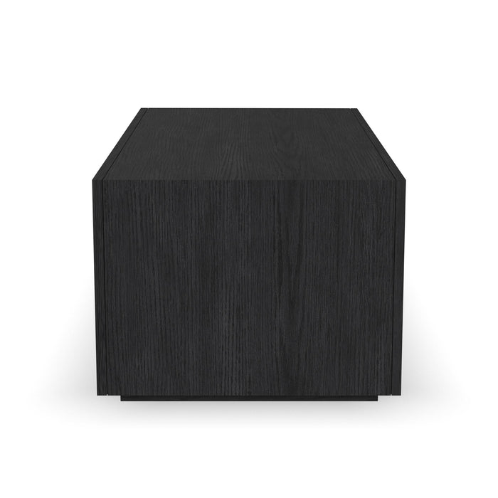 Waterfall Black Rectangular Coffee Table with Casters