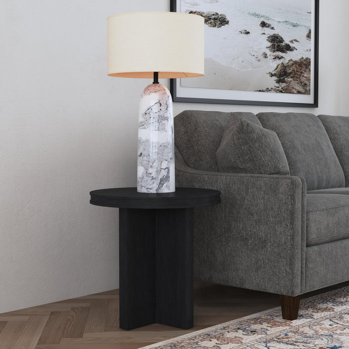 Waterfall Black Round End Table