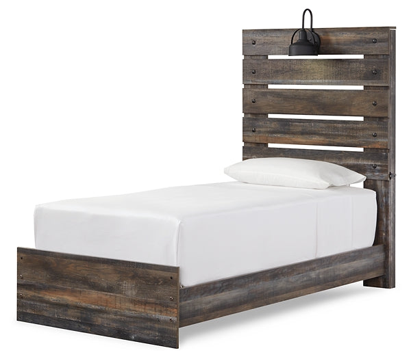 Drystan Twin Panel Bed with Mirrored Dresser, Chest and 2 Nightstands