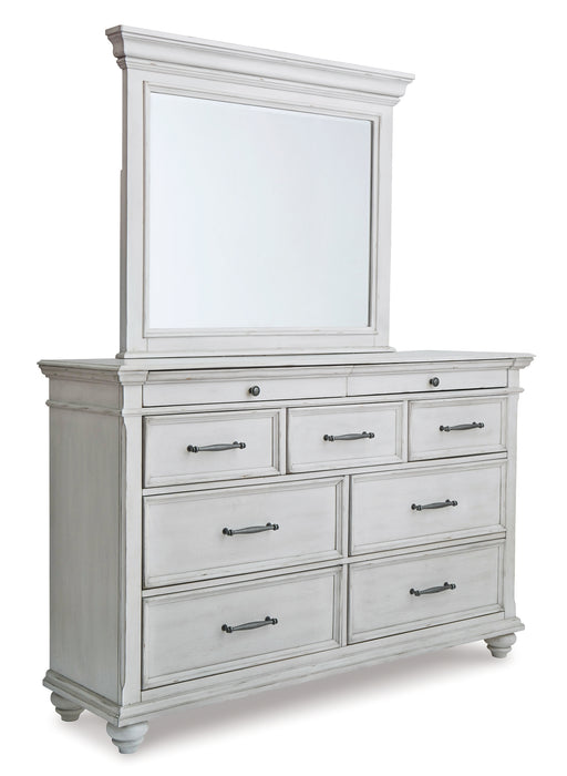 Kanwyn Queen Panel Bed with Mirrored Dresser, Chest and Nightstand