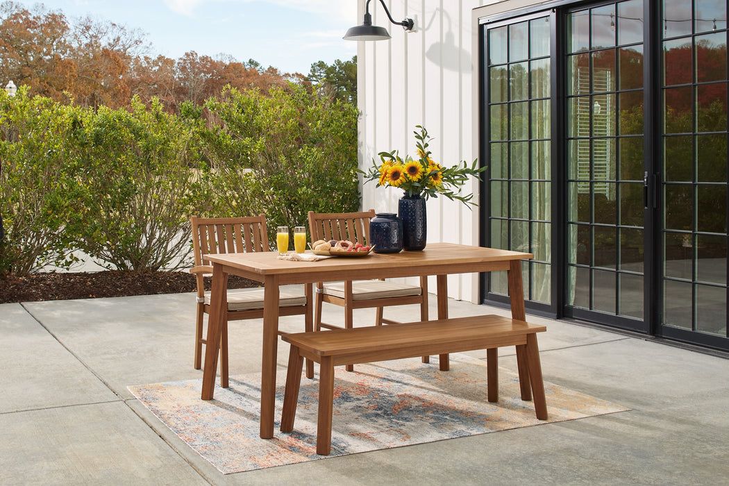 Janiyah Outdoor Dining Table and 2 Chairs and Bench