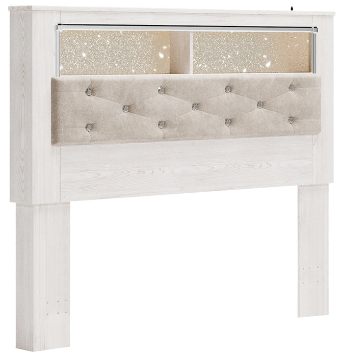 Altyra Queen Bookcase Headboard with Mirrored Dresser and 2 Nightstands