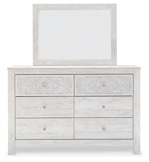 Paxberry Queen Panel Bed with Mirrored Dresser, Chest and 2 Nightstands