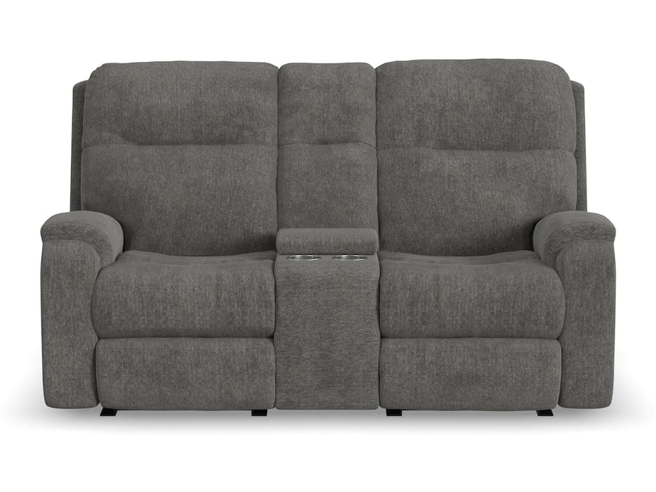 Penn Power Reclining Loveseat with Console and Power Headrests and Lumbar