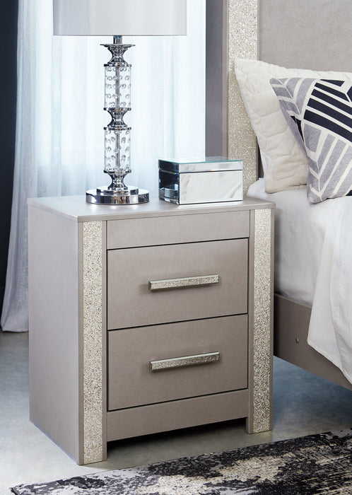 Surancha Full Panel Bed with Mirrored Dresser, Chest and 2 Nightstands