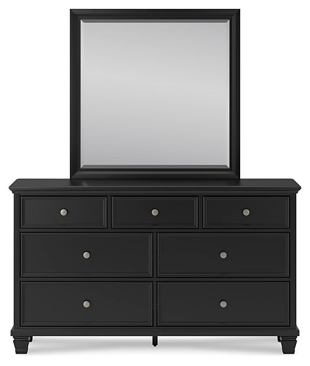 Lanolee Twin Panel Bed with Mirrored Dresser, Chest and 2 Nightstands