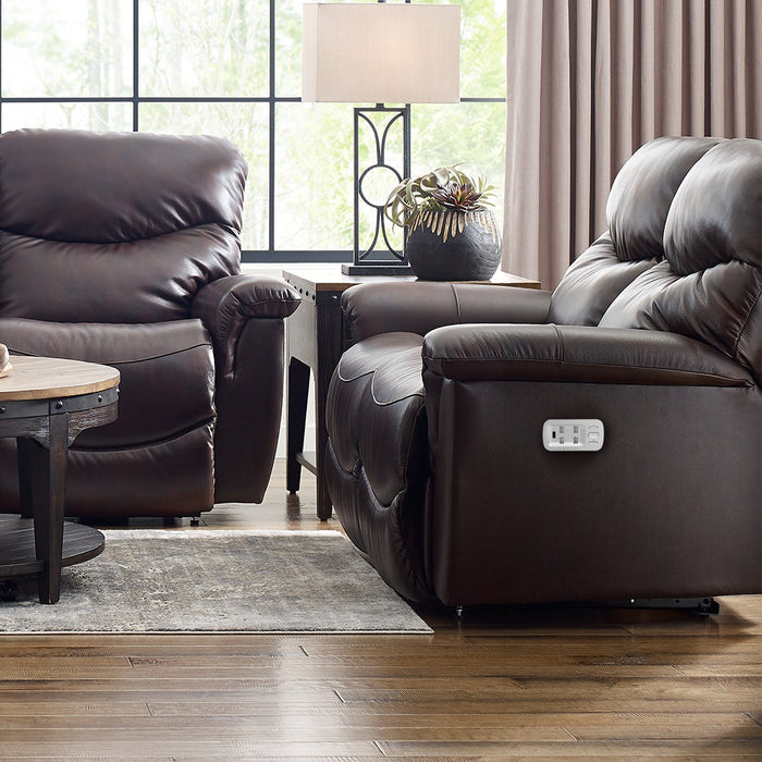 James Power Reclining Loveseat w/ Headrest & Lumbar