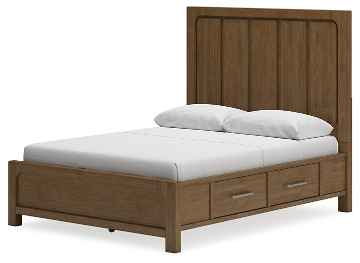 Cabalynn Queen Panel Bed with Storage with Mirrored Dresser, Chest and 2 Nightstands