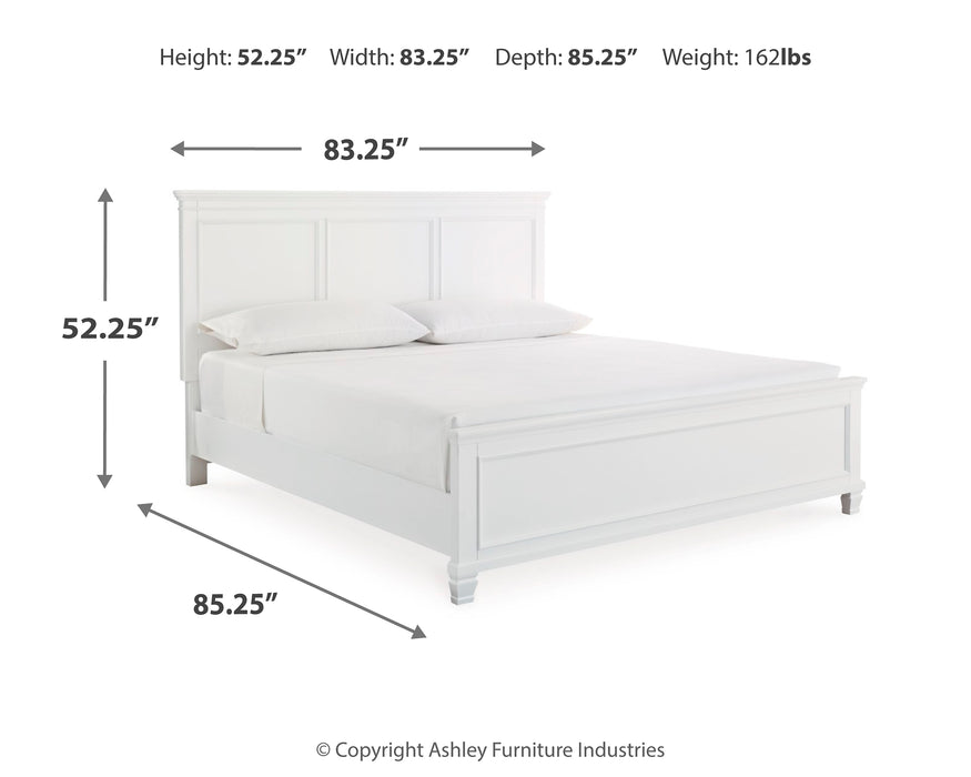 Fortman King Panel Bed with Mirrored Dresser and Nightstand